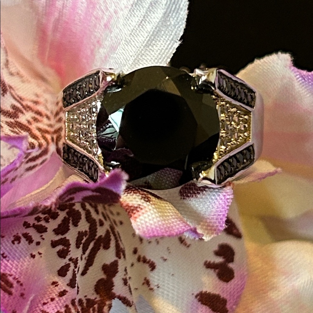 Elegant Black Spinel SS Ring